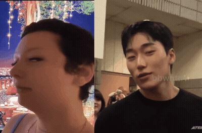 Man And Woman Standing Man In Black Shirt Saying Atee GIF