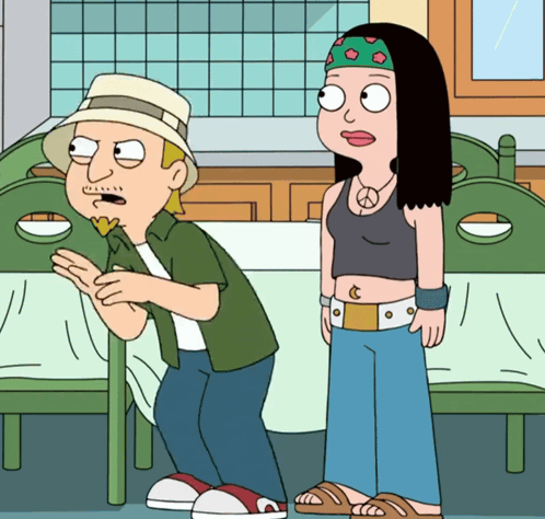 Man And Woman Standing Next To Each Other Cartoon GIF