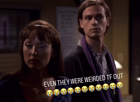 Man And Woman Standing Next To Each Other Even They Were Weirded TF Out GIF