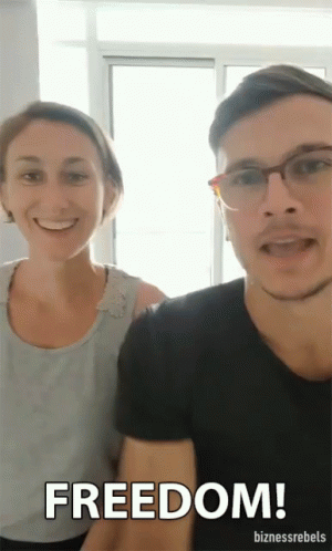 Man And Woman Standing Next To Freedom GIF