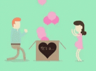 Man And Woman Standing Next To Heart Box GIF