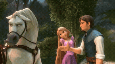 Man And Woman Standing Next To Horse GIF