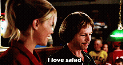 Man And Woman Standing Saying I Love Salad GIF