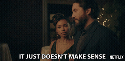 Man And Woman Standing With Caption It Just Doesn't Make Sense GIF