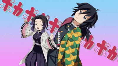 Man And Woman Standing With Chinese Writing Pink Background GIF