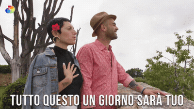 Man And Woman Standing With Tutto Questo Un Giorno Sara Tuo GIF