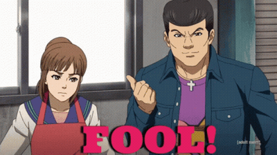 Man And Woman Standing With Word Fool GIF