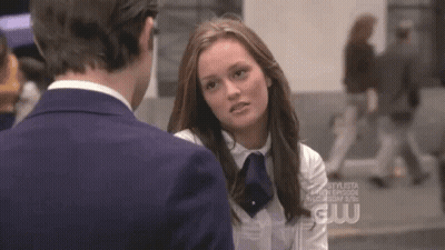 Man And Woman Staring, Woman In White Shirt Blue Tie GIF