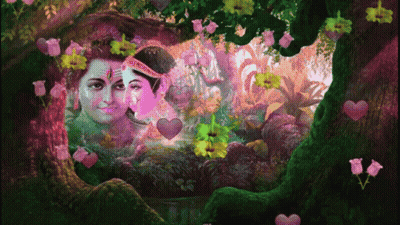Man And Woman Surrounded By Flowers GIF