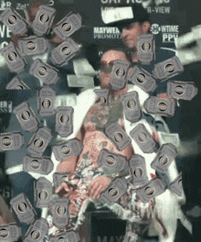 Man And Woman Surrounded By Showtime Tickets GIF