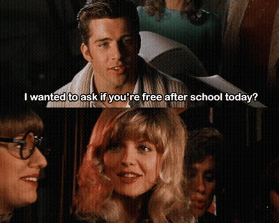 Man And Woman Talking: I Wanted To Ask If You're Free After School Today GIF
