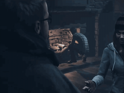 Man And Woman Talking In Dark Room GIF