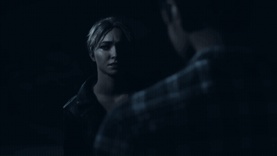 Man And Woman Talking In The Dark Woman Smiling GIF