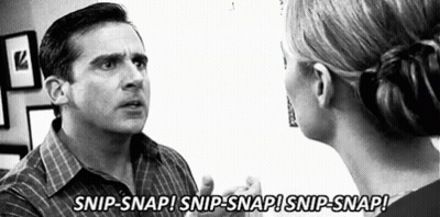 Man And Woman Talking Snip Snap Black And White GIF