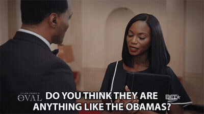 Man And Woman Talking Woman Says Do You Think They Are Anything Like Obama's GIF