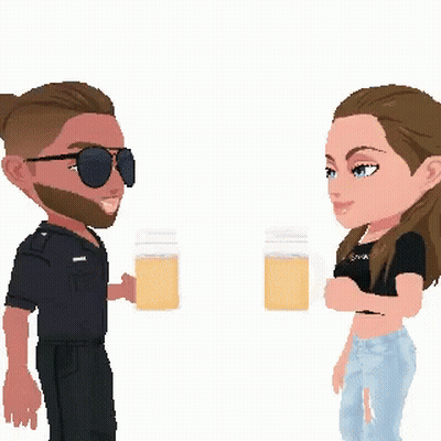Man And Woman Toasting Beer Mugs GIF