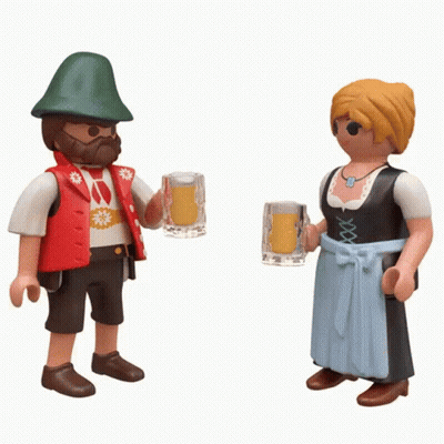 Man And Woman Toasting With Beer Mugs GIF