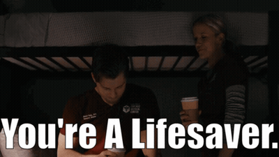 Man And Woman Toasting You're A Lifesaver GIF