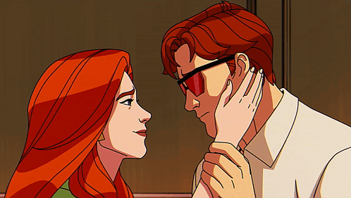 Man And Woman Touching Faces GIF
