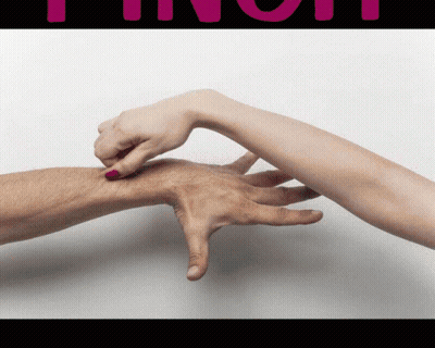 Man And Woman Touching Hands With Truth In Pink GIF
