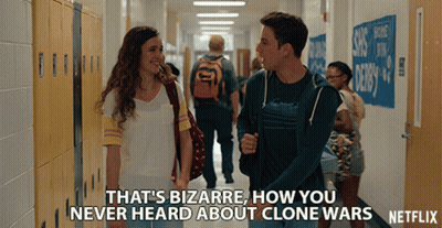 Man And Woman Walking Hallway That's Bizarre GIF