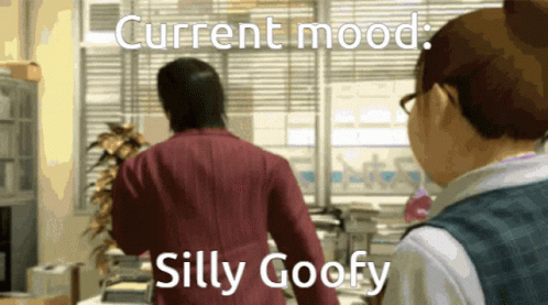Man And Woman Walking In Office With Current Mood Silly Goofy GIF