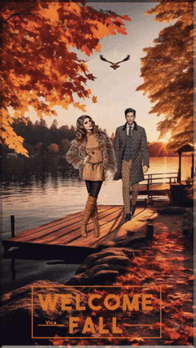 Man And Woman Walking On Dock Welcome Fall GIF