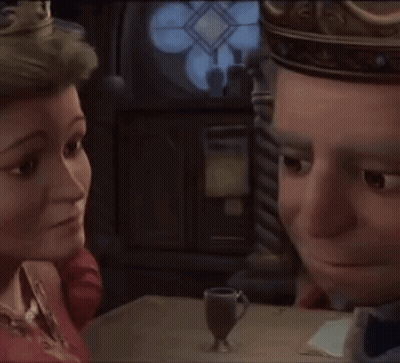 Man And Woman With Crowns Looking At Each Other GIF