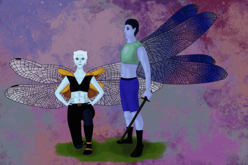 Man And Woman With Dragonfly Wings GIF