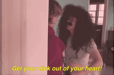 Man And Woman With Get Your Dick Out Of Your Heart GIF