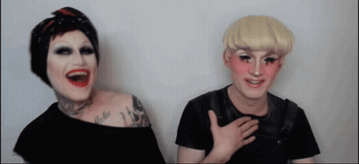 Man And Woman With Makeup Laughing GIF