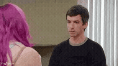 Man And Woman With Purple Hair Standing Together GIF