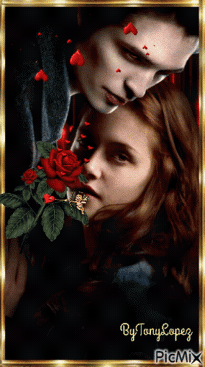 Man And Woman With Rose In Mouth By Tonylopez GIF