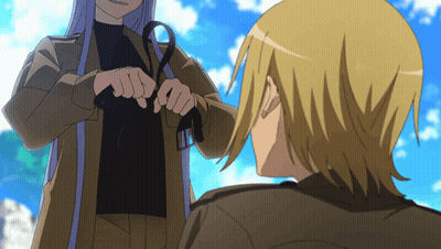 Man And Woman With Scissors GIF
