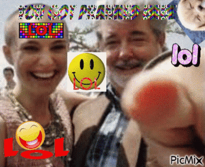 Man And Woman With Smiley Saying LOL GIF