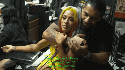 Man And Woman Wrestling In Ring, Shirt Says WP GIF