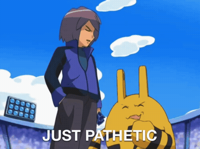 Man And Yellow Rabbit Saying Just Pathetic GIF