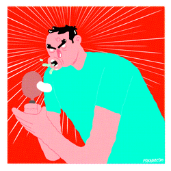 Man Animated Shouting At Table Tennis Racket GIF
