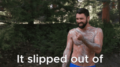 Man Applying Sunscreen With It Slipped Out GIF