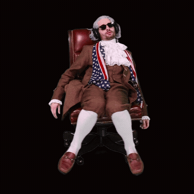 Man As Benjamin Franklin Sitting GIF