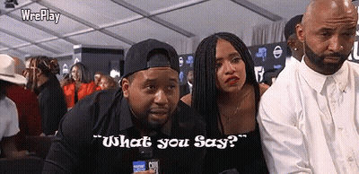 Man Asking Woman What She Says GIF