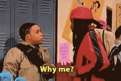 Man Asking Woman Why Me GIF