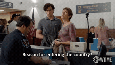 Man Asking Woman Why She Entering Country GIF