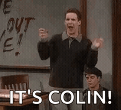 Man At Blackboard Saying It's Colin GIF