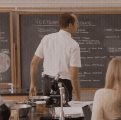 Man At Blackboard Vertebrae Skeleton Stems GIF