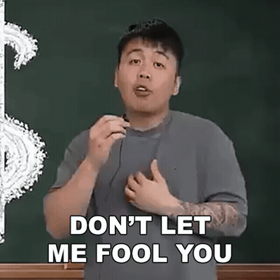 Man At Blackboard With Dollar Sign Says Don't Let Me Fool You GIF
