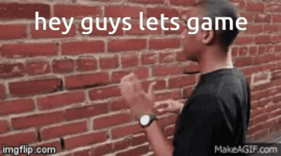 Man At Brick Wall Saying Hey Guys Lets Game GIF