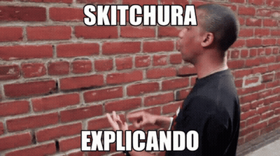 Man At Brick Wall With Skitchura Explainando GIF