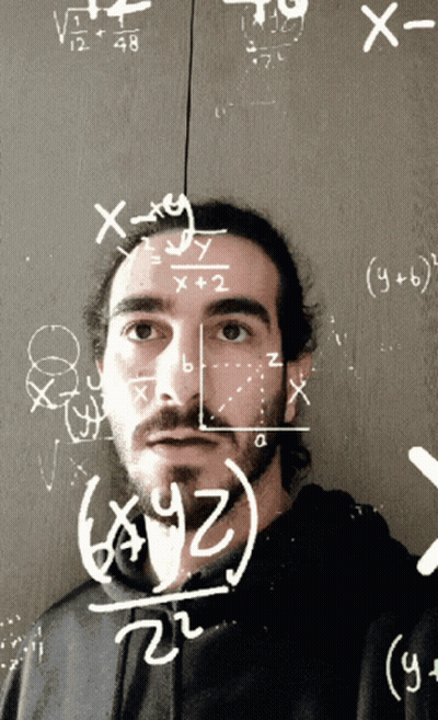 Man At Chalkboard With Math Equations GIF