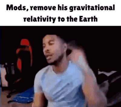 Man At Computer Mods Remove His Gravitational Relativeity GIF